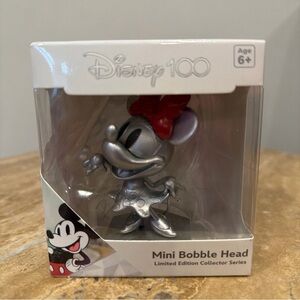 Disney 100 Minnie Mouse Silver Mini Bobble Head NIB